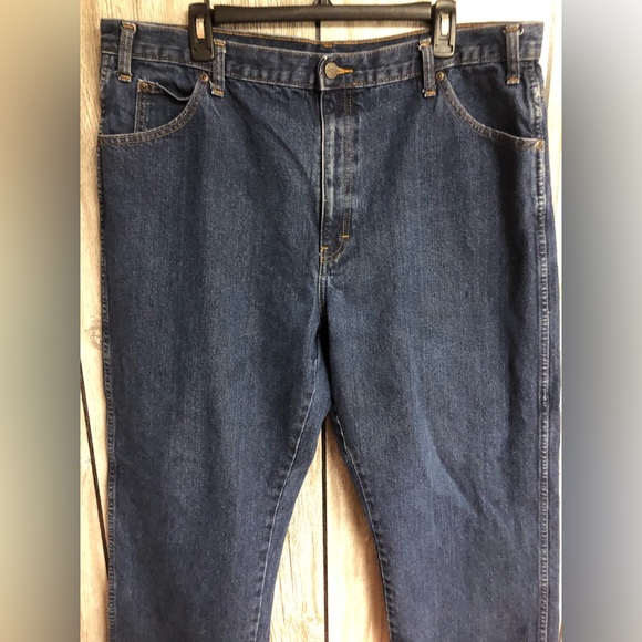 Dickies Blue Jeans Mens 40X29 Regular Fit Dark Blue Denim Zip Up 5 Pocket Logo - Picture 2 of 11